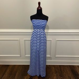 Blue S L.A Blue & White Chevron Maxi Dress